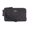 New Corner Zip Monogram Canvas With Leather Pochette Wrist Bag Clutch Mini Women's Black Brown 87591-IMAA8