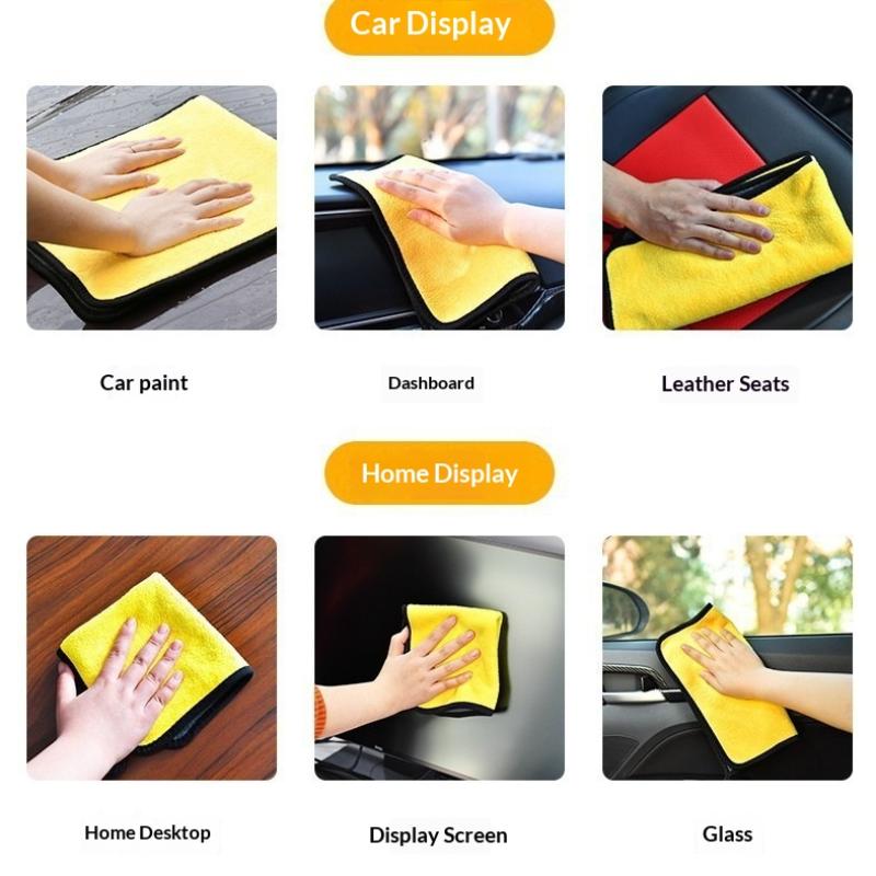 1Pc Microfiber Cleaning Towel Thicken Soft Drying Cloth Car Body Washing Towels Double Layer Clean Rags Car Accessories
