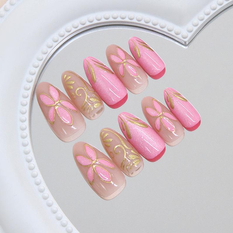 Three-dimensional cat's eye gilt carved vine temperament, wind removable manicure 30 pieces press on nails