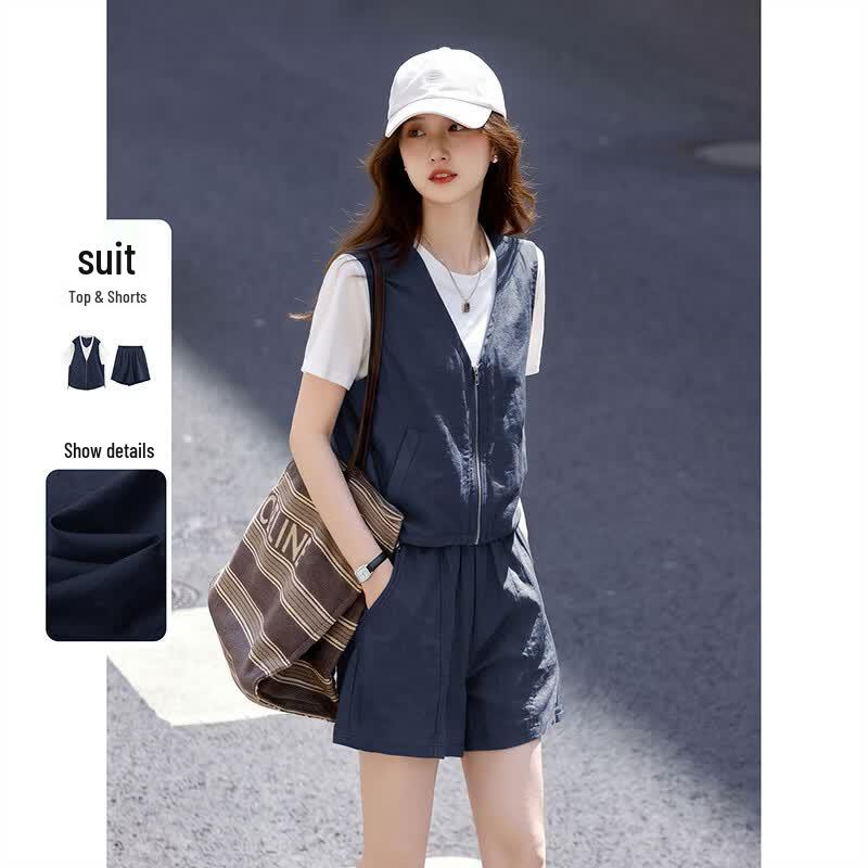Women's Summer Faux Two-Piece T-shirt & Shorts Set