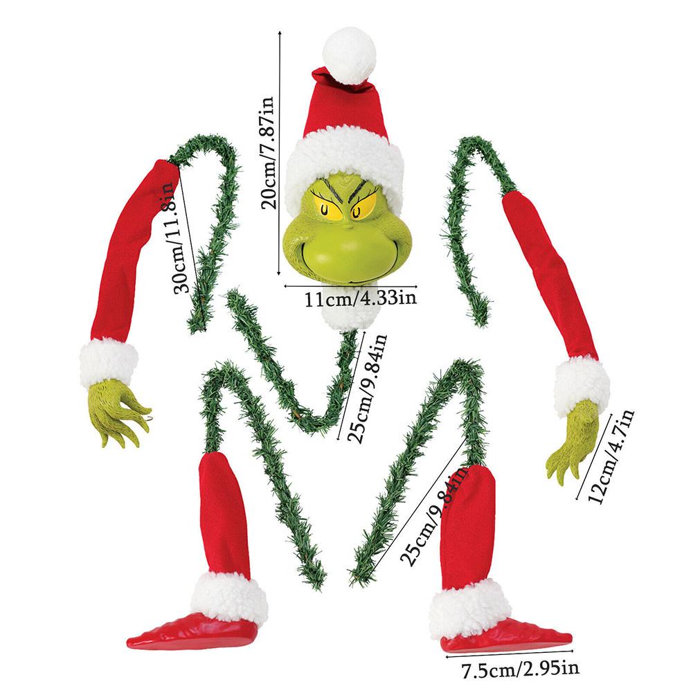5 Stück Arm Bein Kopf Ornamente Halter Kopf/Arme und Beine Grinch Elf Körper Baumschmuck Weihnachten für Weihnachtsfeier für Weihnachtsbaum