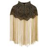 Women 20s Flapper Long Fringed Shawl Sequin Beaded Tassel Evening Cape Wrap for Wedding Reception Special Events