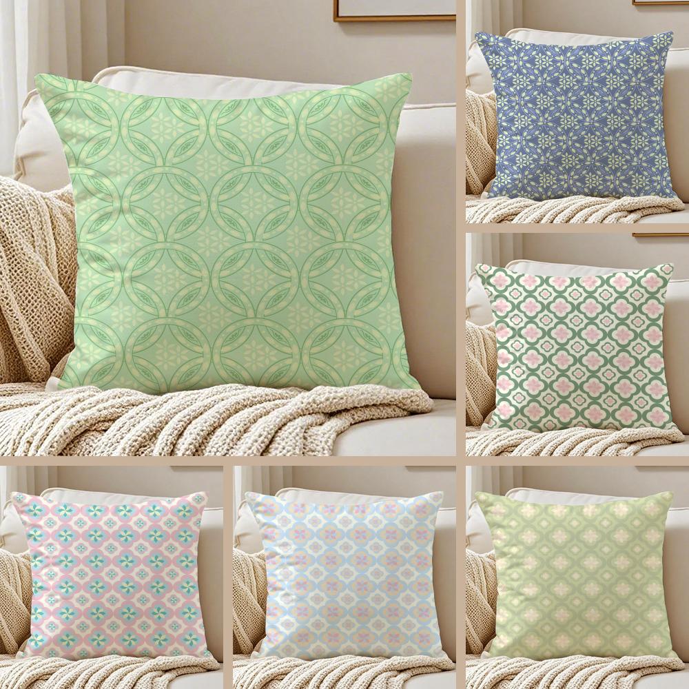 Fresh and elegant green fourleaf flower Cushion Cover Pillowcase Antidustmite living Room Sofa Decor Cushion Room