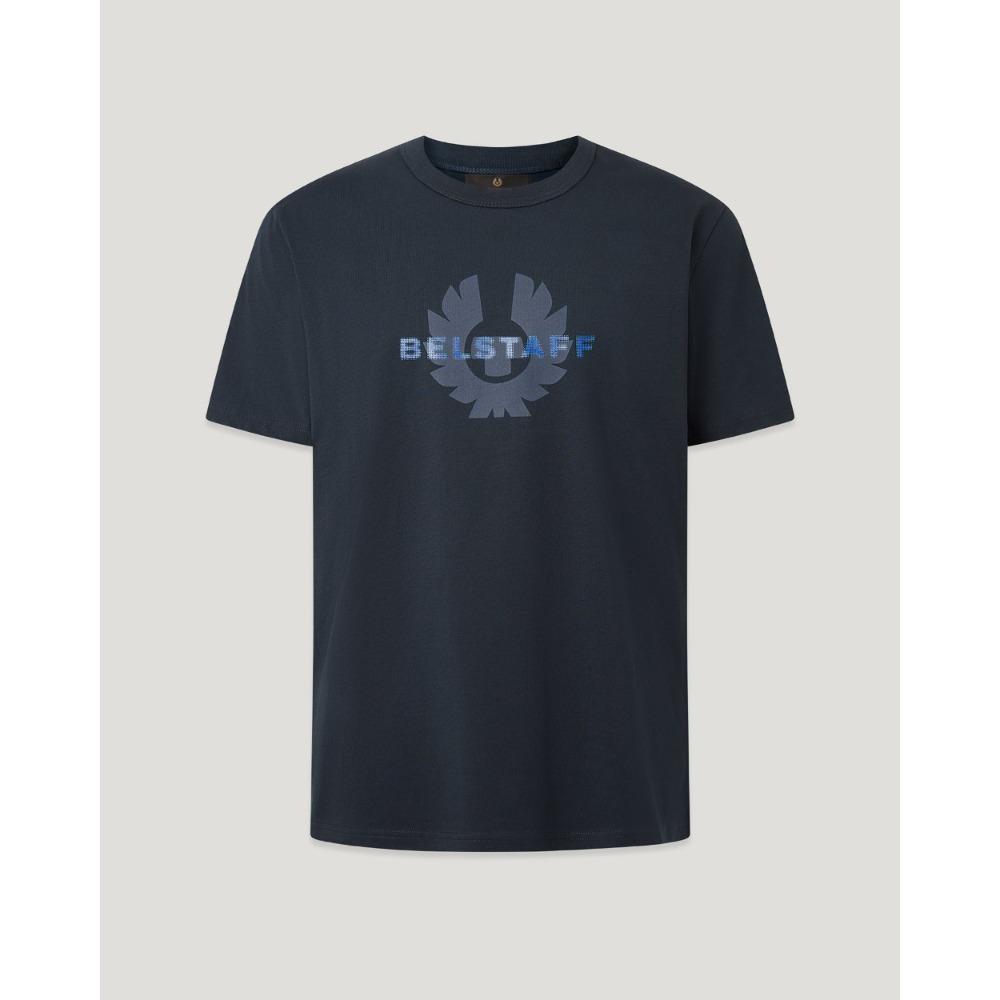 Belstaff Klasické logo Tričko, Britské motocyklové dědictví Unisex Černé Ležérní tričko, Minimalistický Streetwear, Každodenní nošení