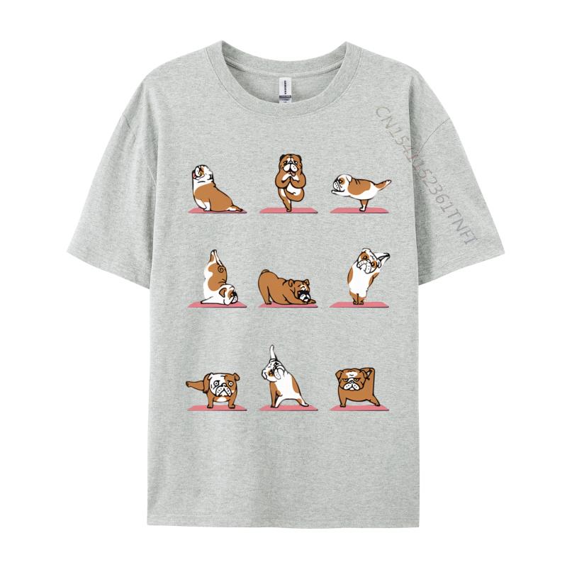 Englische Bulldogge Yoga Vintage T-Shirt Schwarzes T-Shirt Gutscheine Geburtstag Herren T-Shirt Slim Fit Grafik-T-Shirt Baumwolle