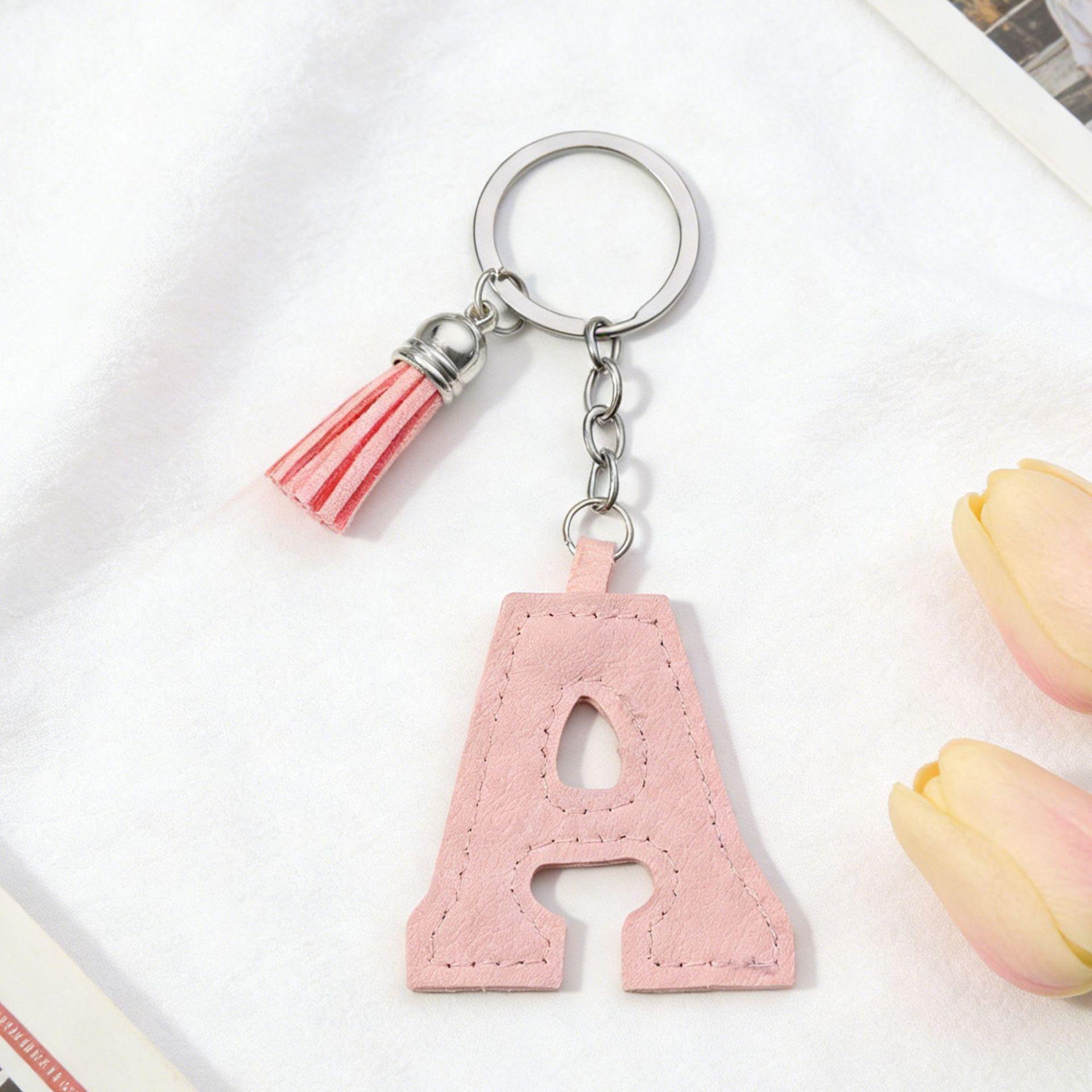 Premium Sense 26 Letter Keychain Color English Bag Pendant Tassel Accessories