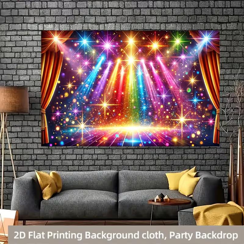

Sparkling Rainbow Stage Photo Booth Background, Glitter Spotlight Curtain Backdrop for Themed Parties & Concerts 47.2x31.5inch/120*80cm