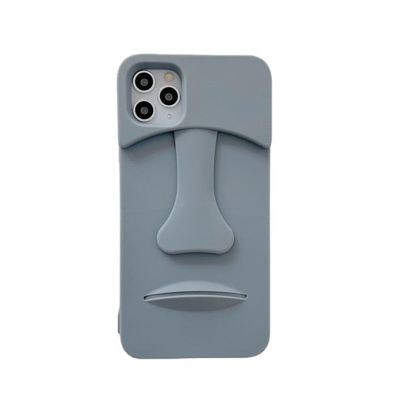 

Роскошный 3D чехол со статуей Моаи в стиле ретро для Apple, чехол для iPhone 15 14 13 12 11 Pro Max Xr X Xs 14 7 8 15 Plus, милый чехол iPhone 6/7/8 серый