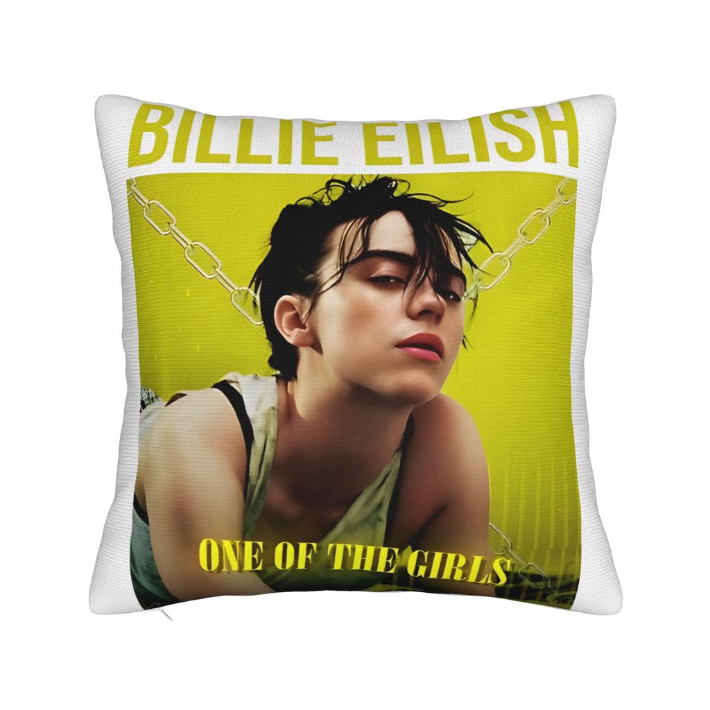 Billies Eilishs Pillowcase Double-Sided Printing Fabric Cushion Cover Decoration Throw Pillow Case Cover Home 45X45Cm