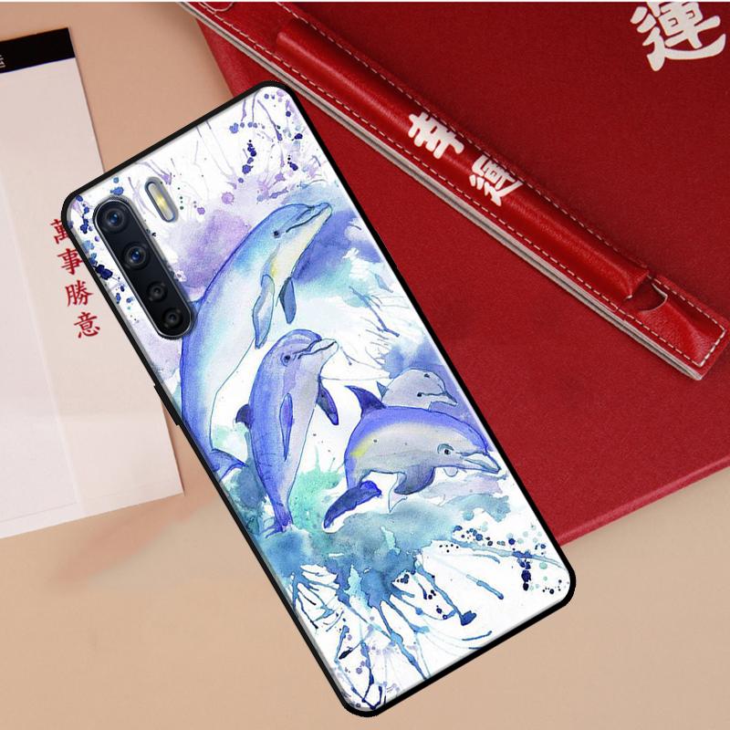 Ocean Dolphin Case For Oppo A40 A78 A54 A74 A94 A17 A57 A77 A76 A16 A96 A18 A60 A80 A38 A58 A98 A15 A5 Pro