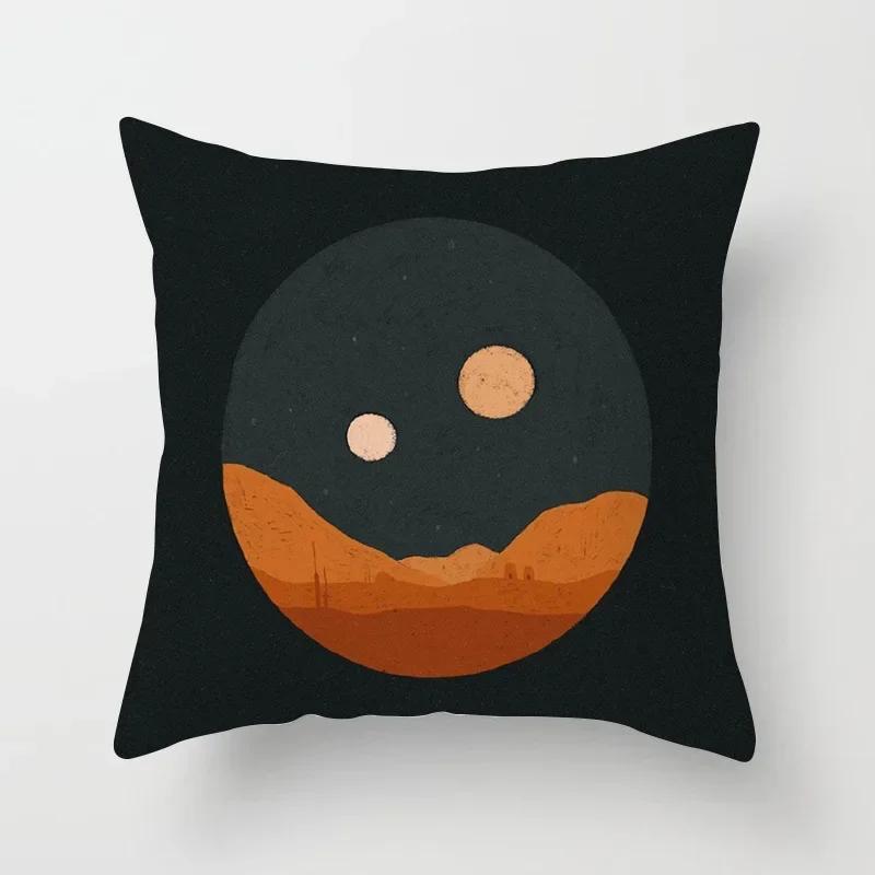 Hot Sale Modern Morandi Color Sofa Cushion Cover Home Nordic Abstract Mountain Moon Sun Geometric Pillow
