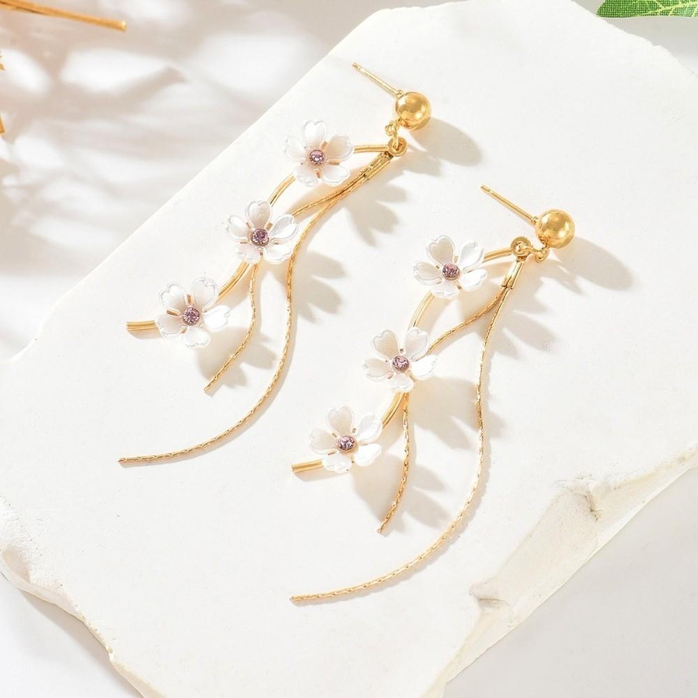 Versatile Pendant Earrings Resin Flower Earrings Fashion Fringe Hoop Earrings  Evening Party