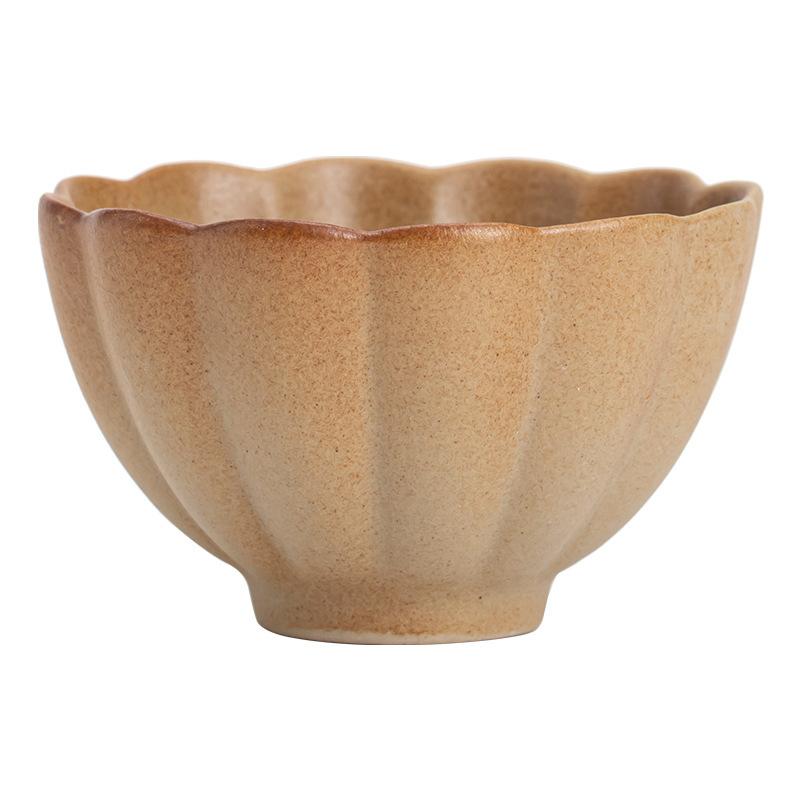 Rough Plain Pottery Petal Tea Cup Creative Ceramic High-grade Kung Fu Tea Mug Set Personal Stove Boiling Gongfu Teacup Teaware