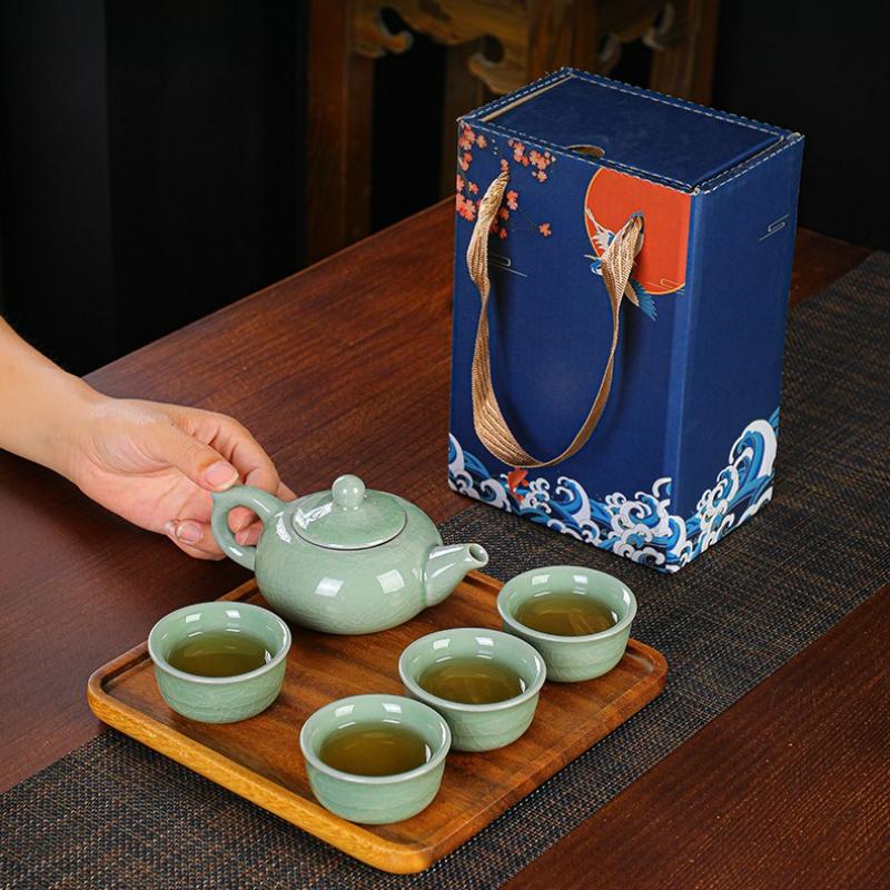 Chinese Style Ceramic Tea Set Household Travel One Pot Four Cups Kung Fu Tea of Best Tea Enthusiasts Holiday Gifts 2025 New