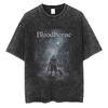 Fit Summer Bloodborne Game Peripheral Printed Washed Distressed Shortsleeved Tshirts For Unisex And Unisex Retro And Loose
