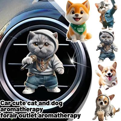 2D Cat Acrylic Car Air Freshener Long Lasting Scent Vent Clip Aromatherapy Decoration Acrylic Car Interior Decoration
