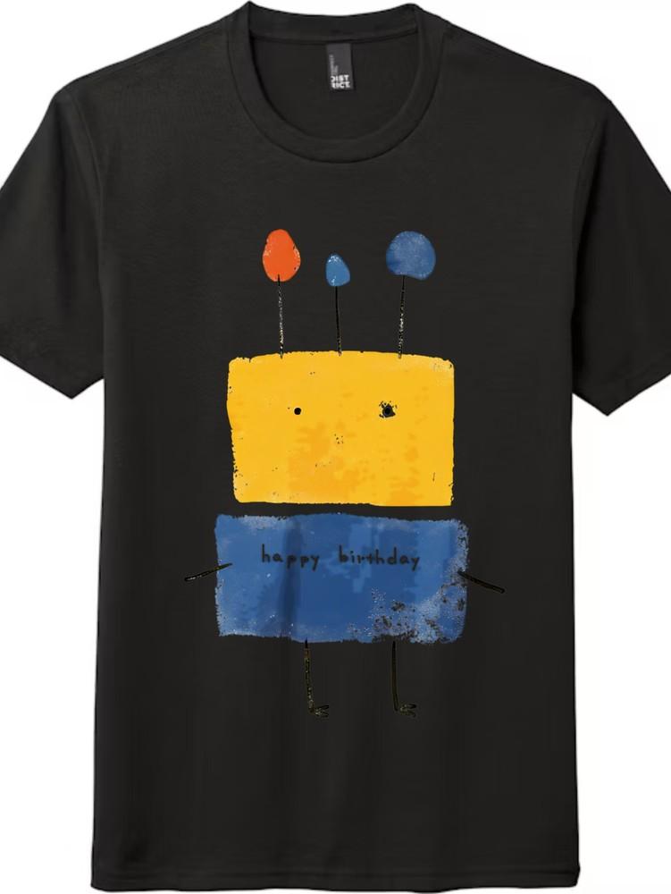 

Childlike Birthday Cartoon Pattern T-shirt|Creative Robot Print Short-sleeve Top M