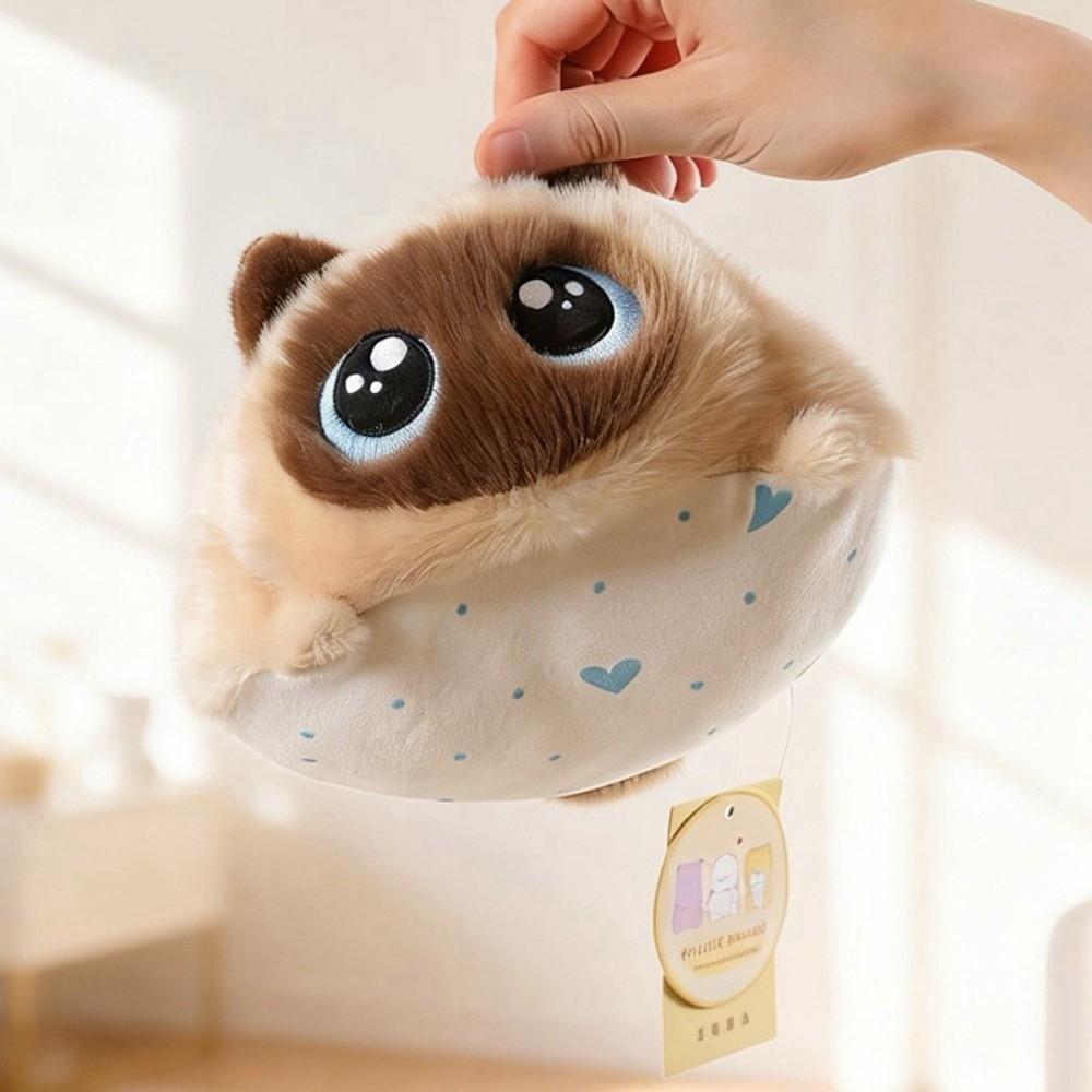 Round Black Cat Plush Toys Cartoon Cat Stuffed Animal New Cat Pillow  Gifts