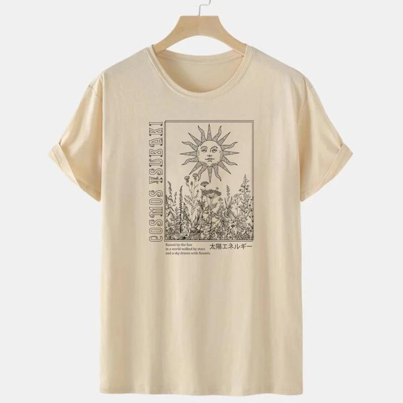

Celestial Sun Floral Print TShirts Female Vintage Boho Mystic Retro Aesthetic Graphic Tees Women Hippie T Shirts Witch Tops XL