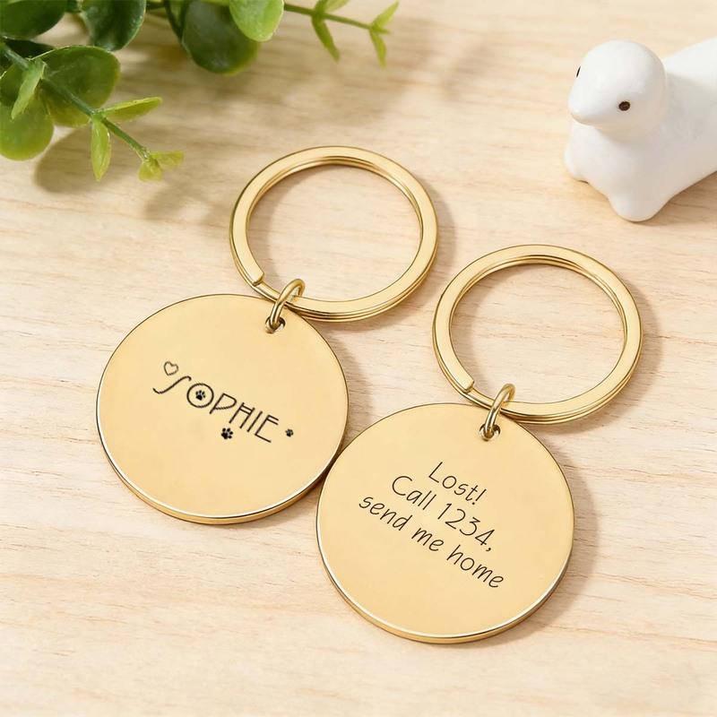 Engravable Stainless Steel Pet ID Tag - Shiny, Anti Loss, Lightweight, Cat Collar, Hanging Tag, Durable, Engraved Pet Nameplate,