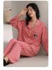 Women's Cute Cartoon Pajamas Set: Pure Cotton, Long Sleeve with Chest Pad, Plus Size, Suitable for Outdoor Wear, Autumn/Winter Cardigan.