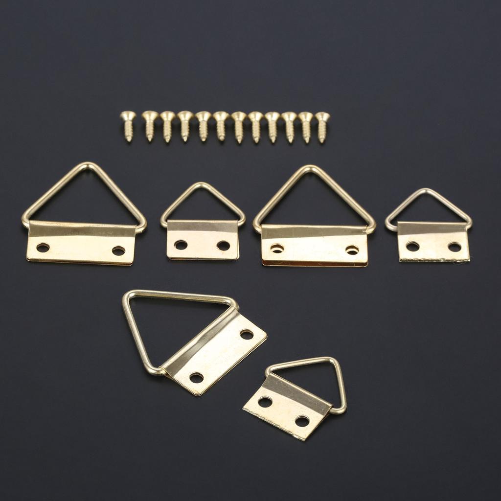 10/20 Sets Dreieck D-Ring Fotorahmen Haken Bildaufhänger Ölgemälde Spiegel Gold 16mm-25mm mit Schrauben Aufhänger Wandhalter Legierung