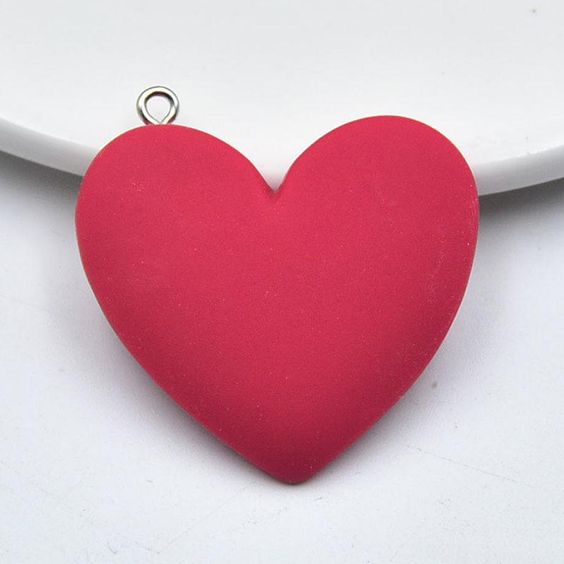 Large Peach Heart Resin Pendant Keychain - DIY Jewelry Accessory