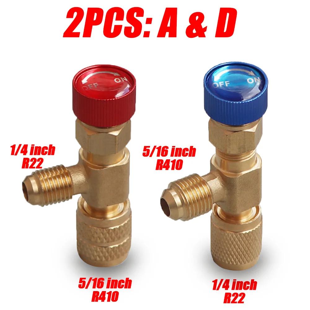 Liquid Safety Valve R410A R22 Air Conditioning Refrigerant 1/4 "Safety Adapter for SAE 1/4" Male Famale Safety Adapter