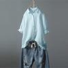 European & American Women's Cotton-Linen Ruffled Short-Sleeve Shirt