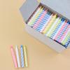 Colorful Threaded Small Candles 288 Pieces In Paper Box Mixed Color Striped Party Decoration Cake Candles Without Bottom Tray