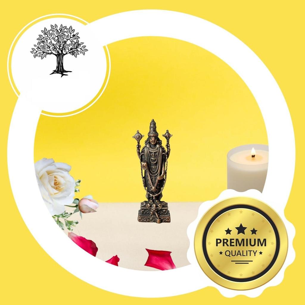 2.8-Inch Handmade Copper Balaji Idol with Garuda Special, Patina Antique Finish