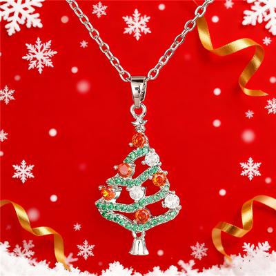 Charm Female Christmas Tree Pendant Necklace Vintage Silver Color Wedding For Women