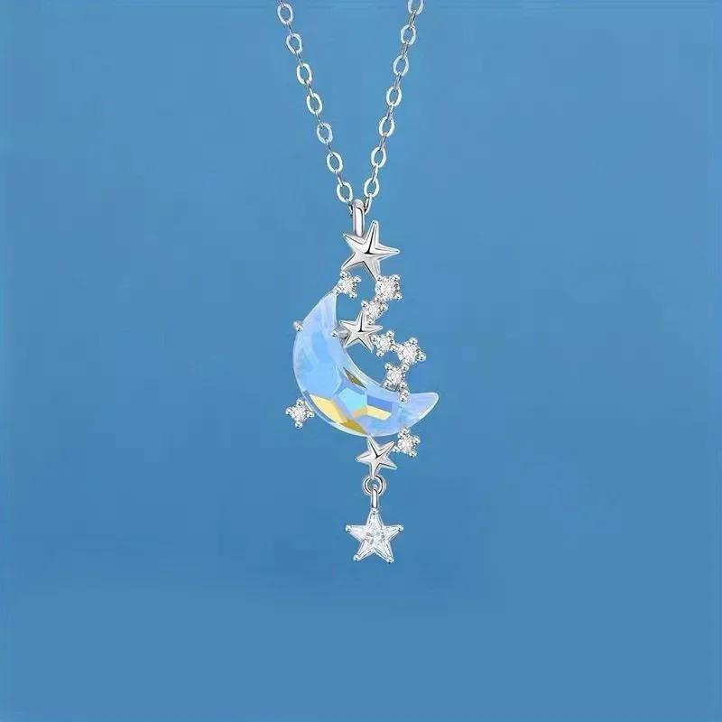 

Collares Con Colgante Trend Temperament Moon and Star Crystal Cubs ожерелье для женщин Charm Choker Jewelry Gifts Fashion
