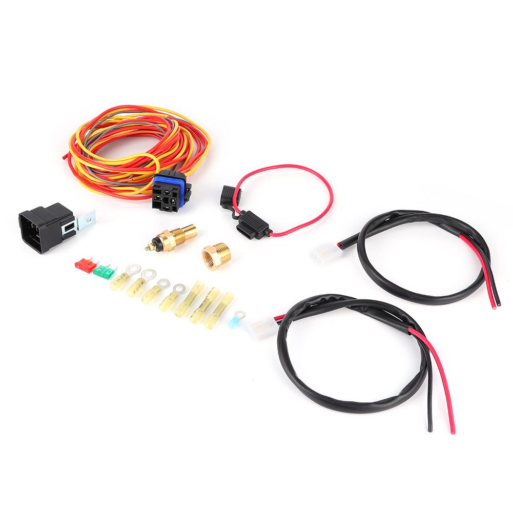 Electric Cooling Fan Wiring Harness Kit Dual Single 165 185 W Thermostat 40 AMP Relay