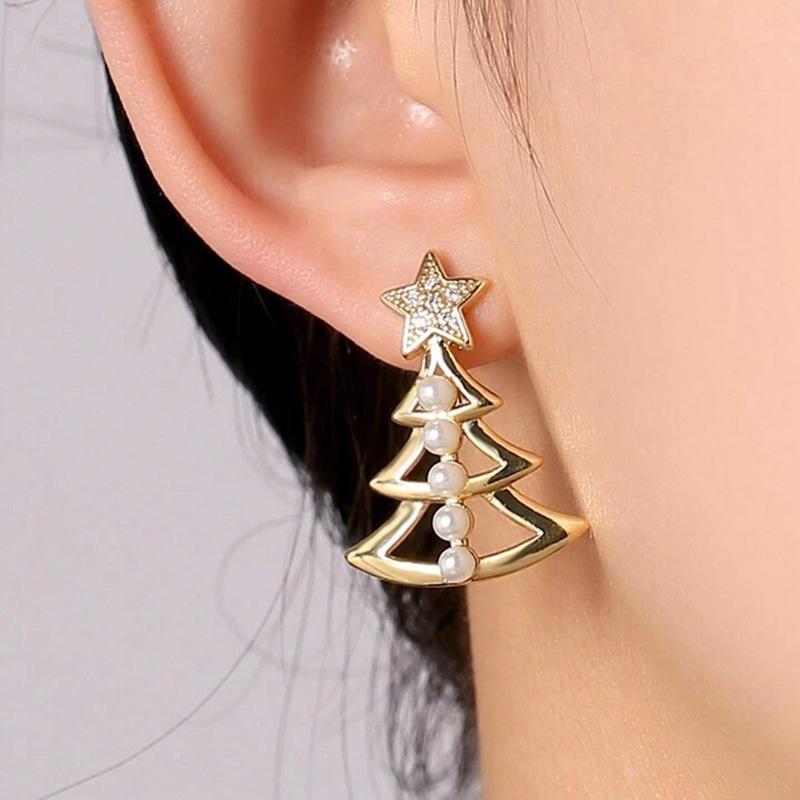 Christmas Light Luxury Style Stud Earrings, Christmas Design Earrings, Temperament Lady