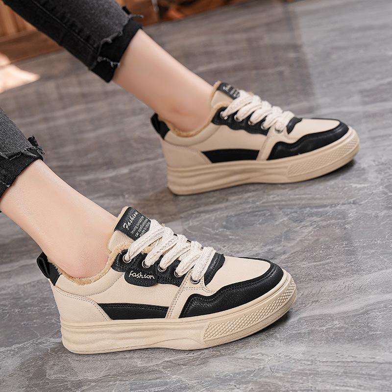 Winter new fleece cotton sneakers ins soft sole thick sole casual sports cotton shoes H