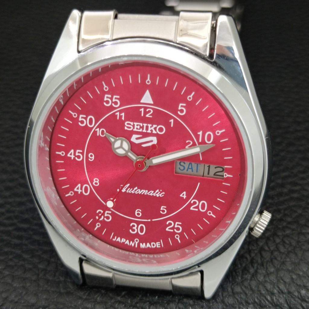 JAPAN VINTAGE REFURBISHED SEIKO 5 AUTOMATIC 7009A MENS RED DIAL WATCH a446202-1