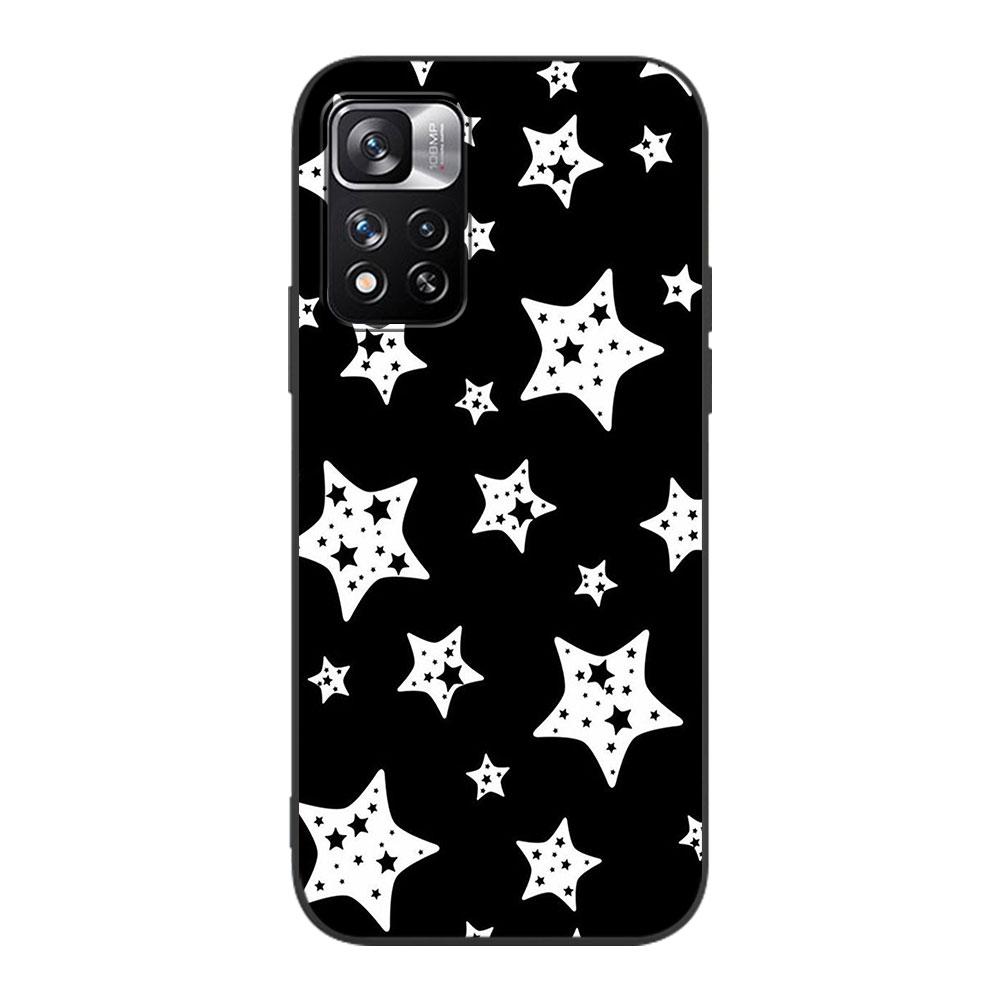 Case for Xiaomi Redmi Note 12 9S 8 10 11 Pro 10C 9C 9A 8T 8A 10S 11T 11E 9T 9i Black Silicone Phone Cover Stars Five-Pointed