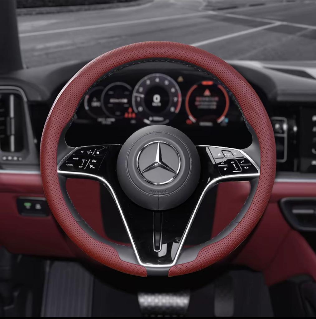 8D Nappa leather Car Steering Wheel Cover For Mercedes Benz A B C E V S Class GLA GLB GLC GLK GLS SLK CLA CLS Auto Accessories