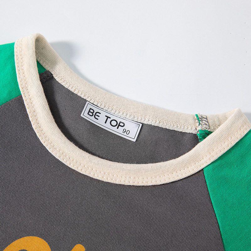 Kids Pure Cotton T-shirt Spring and Autumn Clothing Boys and Girls Cartoon Dinosaur Pattern Long Sleeves Bottoming Shirt Baby Letter Autumn Clothes