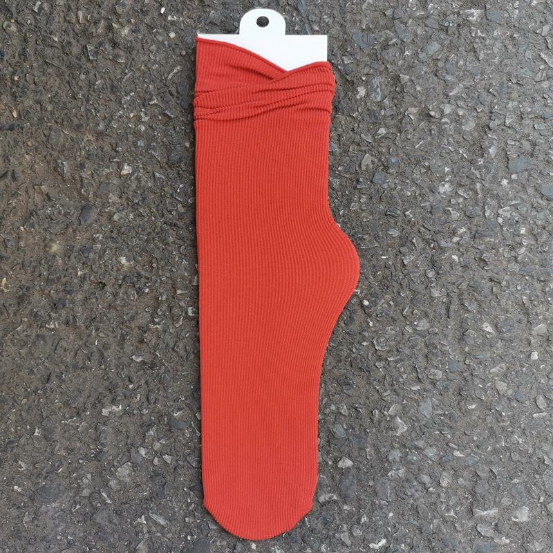Women's Summer Thin Allpurpose Solid Color Retro Vertical Stripe In The Long Tube Pile Socks