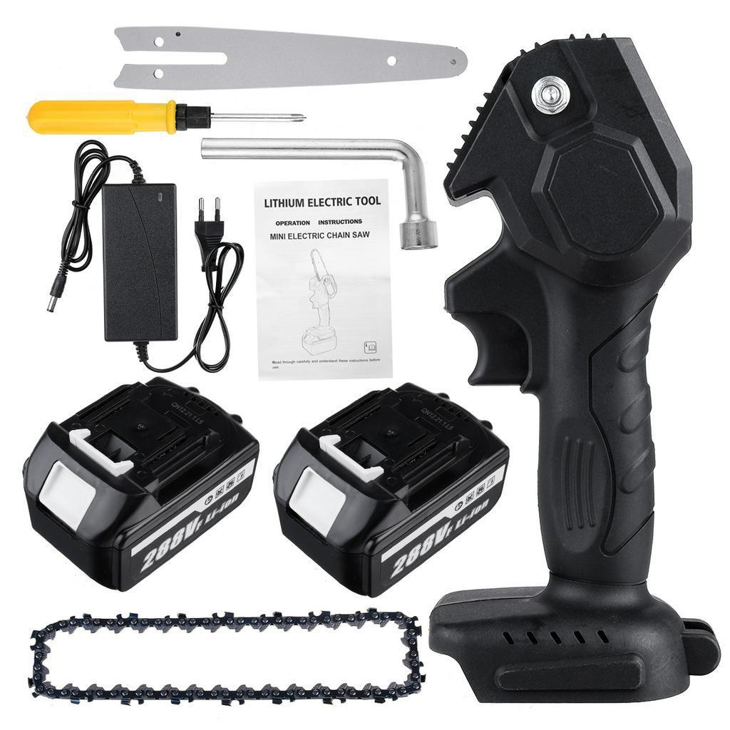 6" Electric Pruning Saw Electric Saw Woodworking Garden Logging 288V 1200W Mini Electric Chain Saw With 2Pcs Lithium Battery