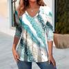 Women's T-Shirt Floral Graphic Flower Elegant Fashion Tee Long Sleeve T-shirts V-Neck Regular Tops Pullover Fall Winter
