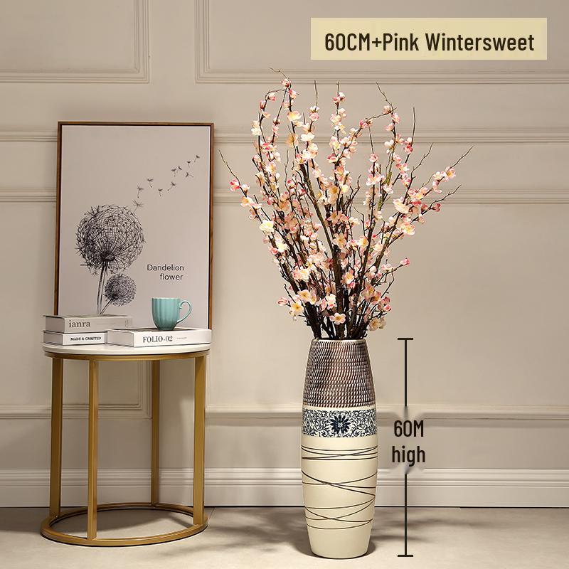 Large European-Chinese Ceramic Floor Vase for Home and Living Room Floral Decor