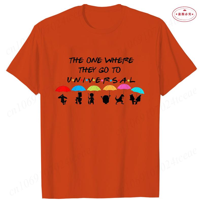 The One Where They Go To Universal T-Shirt for Women Clothing Friends Family Matching Party Tees Funny Umbrella Graphic Tops