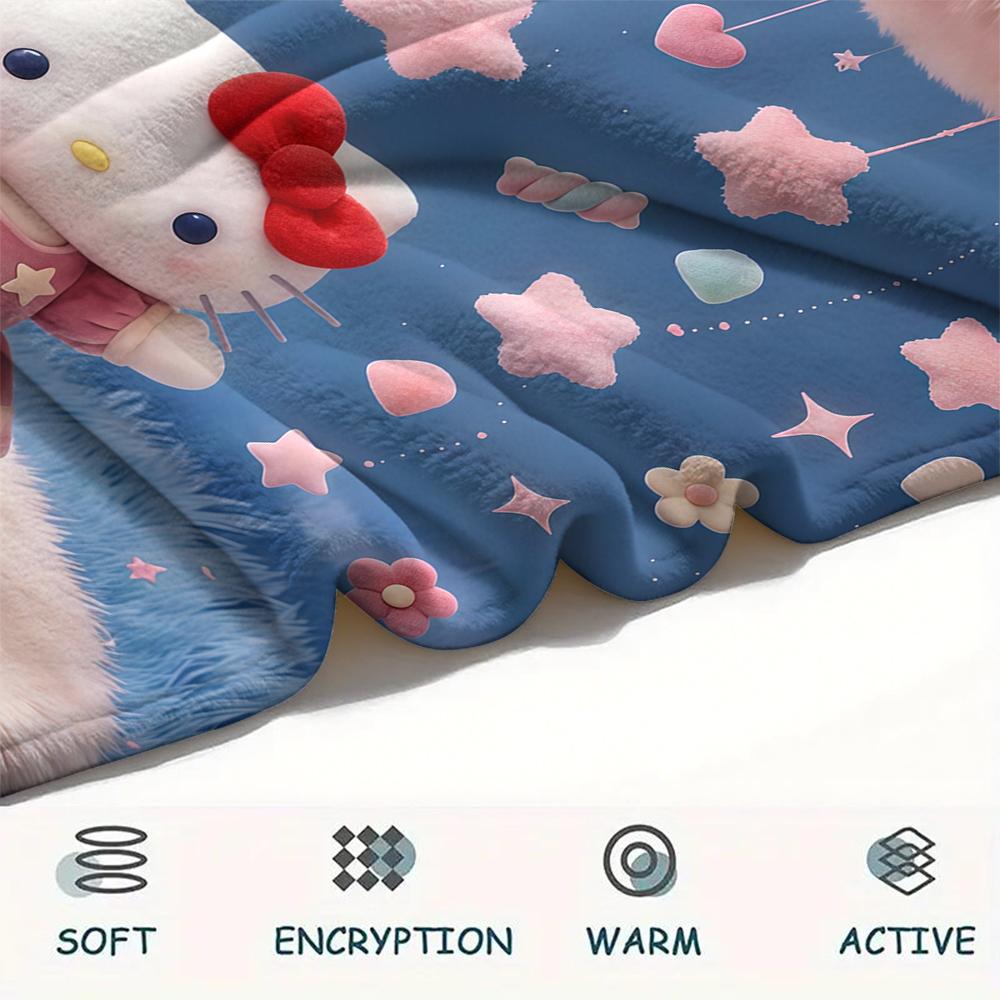 1PC Hello Kitty Pink Print Flannel Blanket, High Quality All Seasons, Home Decor, Warmth and Comfort, Perfect for Christmas Gifts