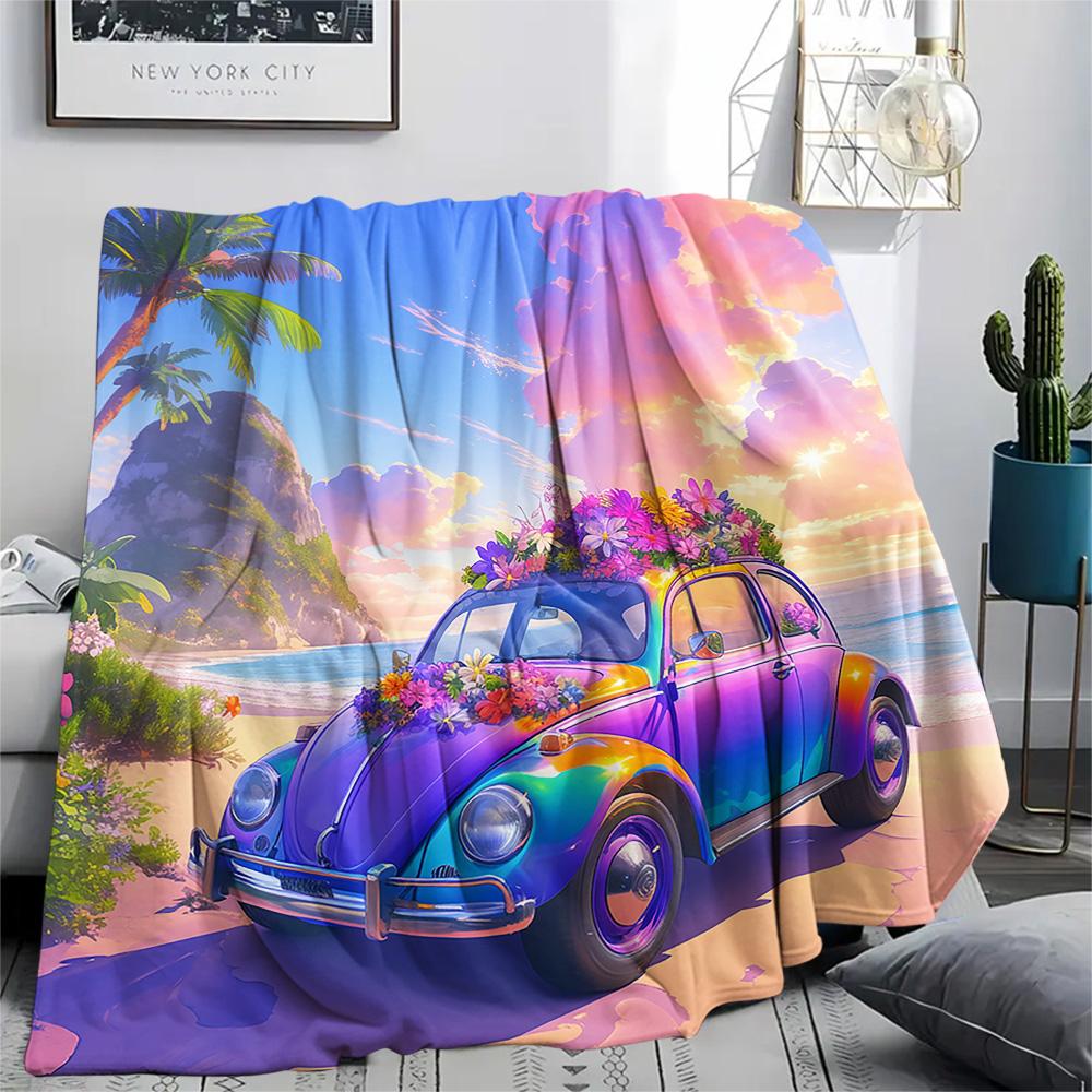 Car Print Flannel Blanket, High quality Comfortable for All Seasons, Home Decor, Warmth and Comfort, Perfect for Christmas Gifts