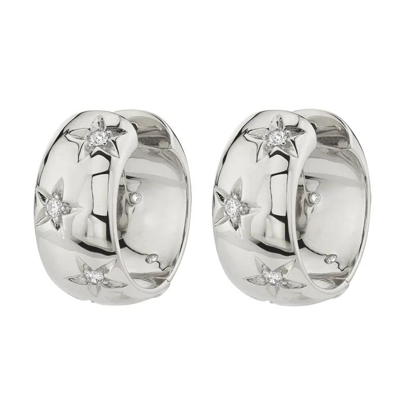 Gold Color Big Hoop Earrings for Women Fine Zircon Star Round Circle Piercing Earrings Fashion Party Jewelry Accessories