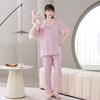 Cotton and silk pajamas women's spring and summer short-sleeved large-size suit spring and autumn thin cartoon printed loungewear