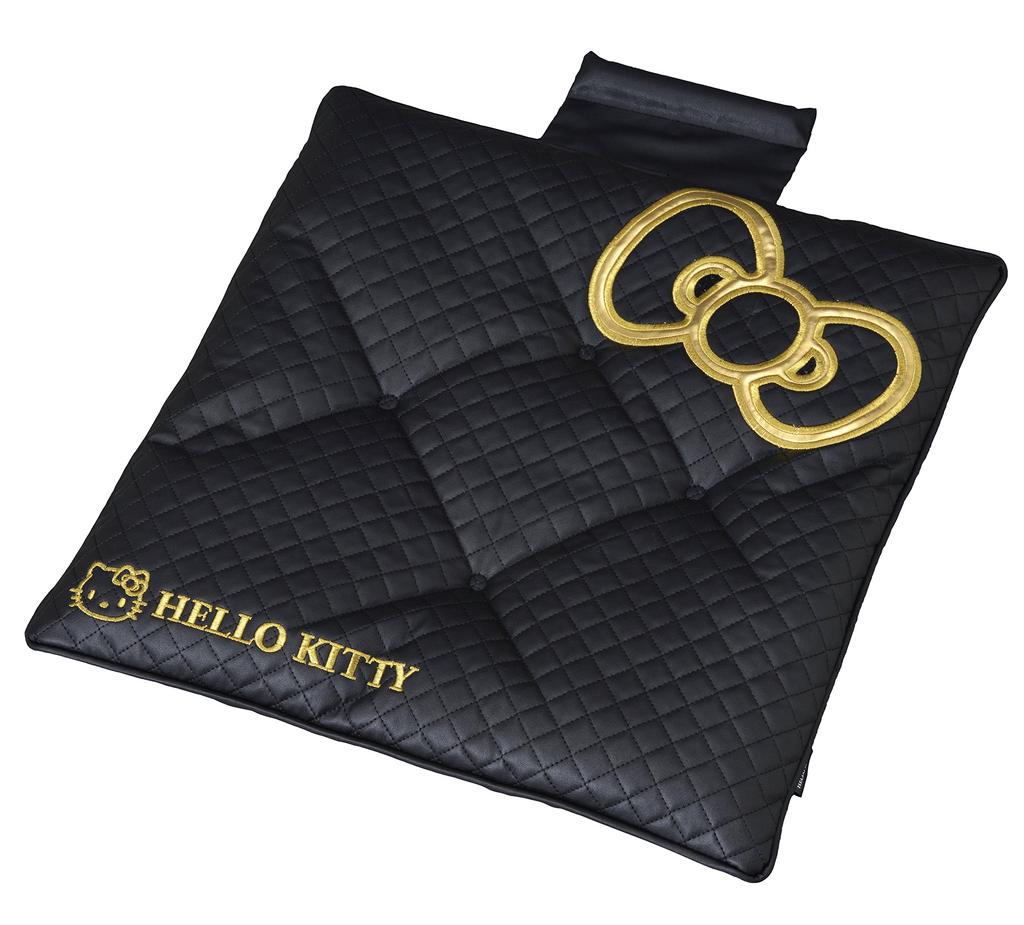 SEIWA Car Interior Hello Black KT492 HELLO KITTY Cushion, Kitty, & Gold,